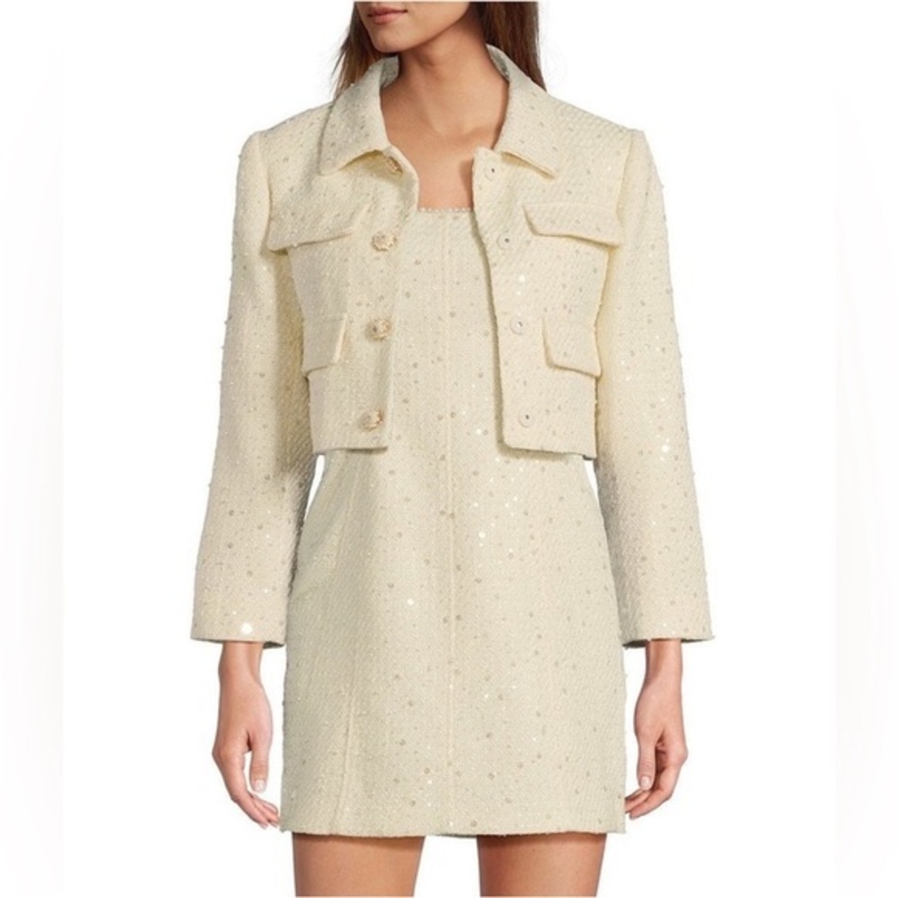 Antonio Melani Rita Sequin Tweed Elegant Cream Women's Jacket - Picture 3 of 4